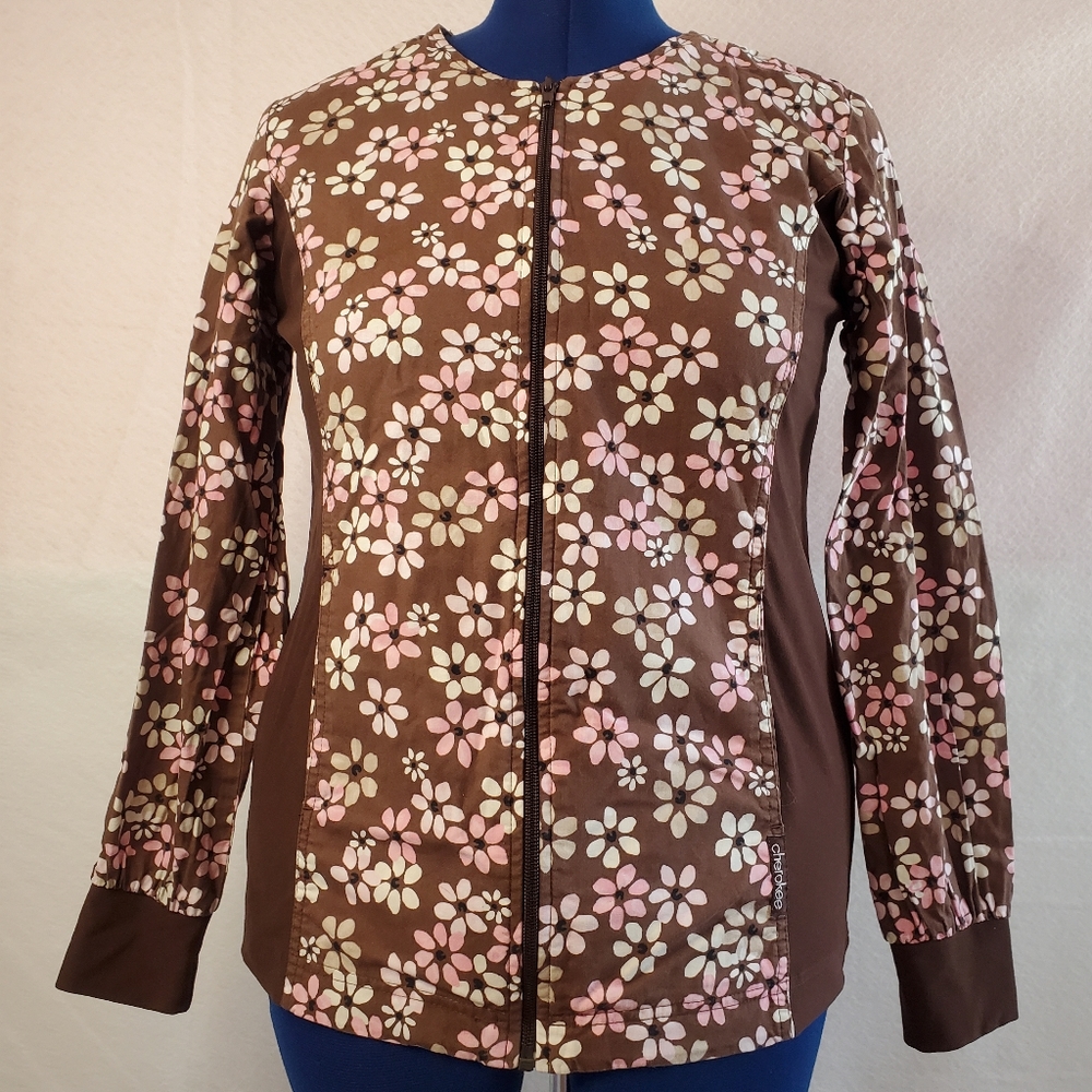 Brown zipper nursing srub jacket